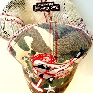 Red Monkey Martini Girl Trucker Mesh Camo Snap Back Hat